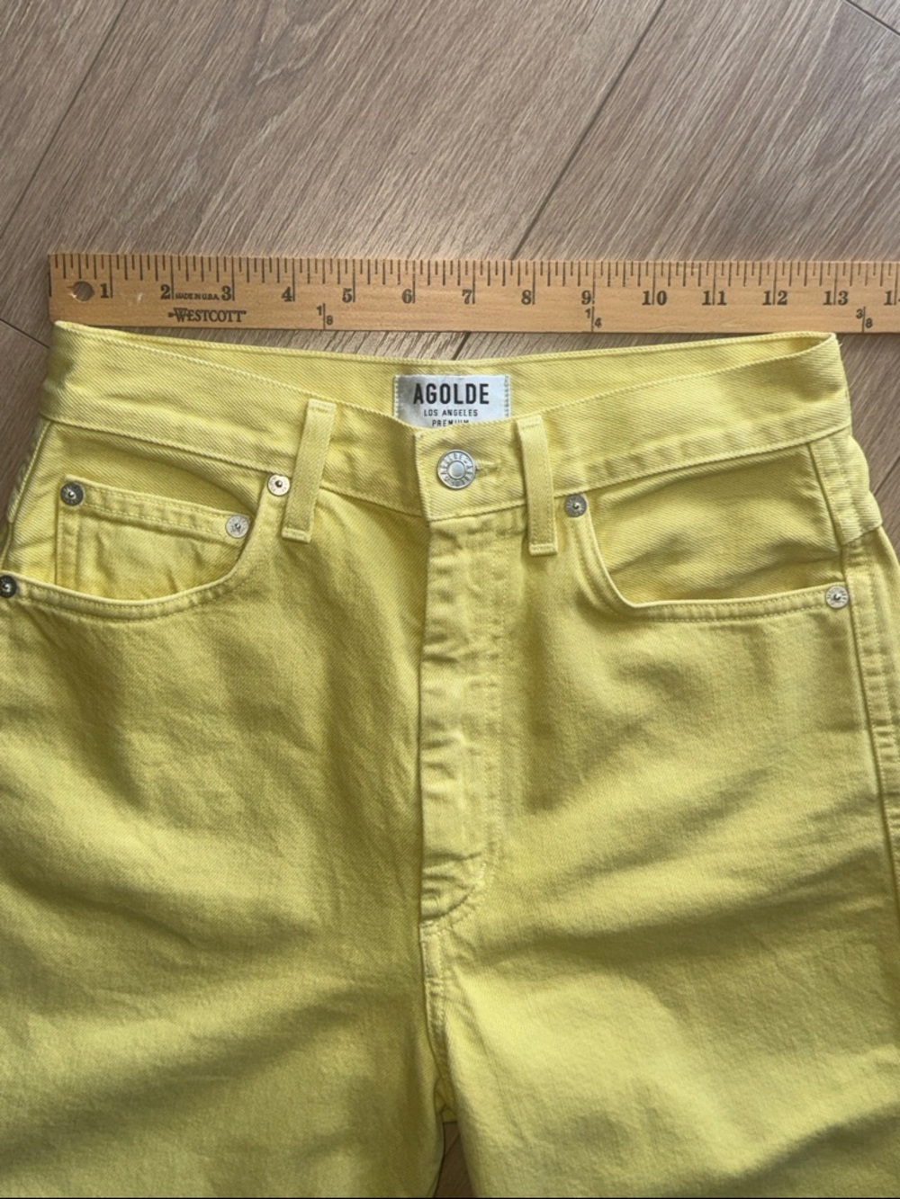 Agolde Pinch Waist High Rise Jeans Lemon Yellow Size 26 - Picture 13 of 16